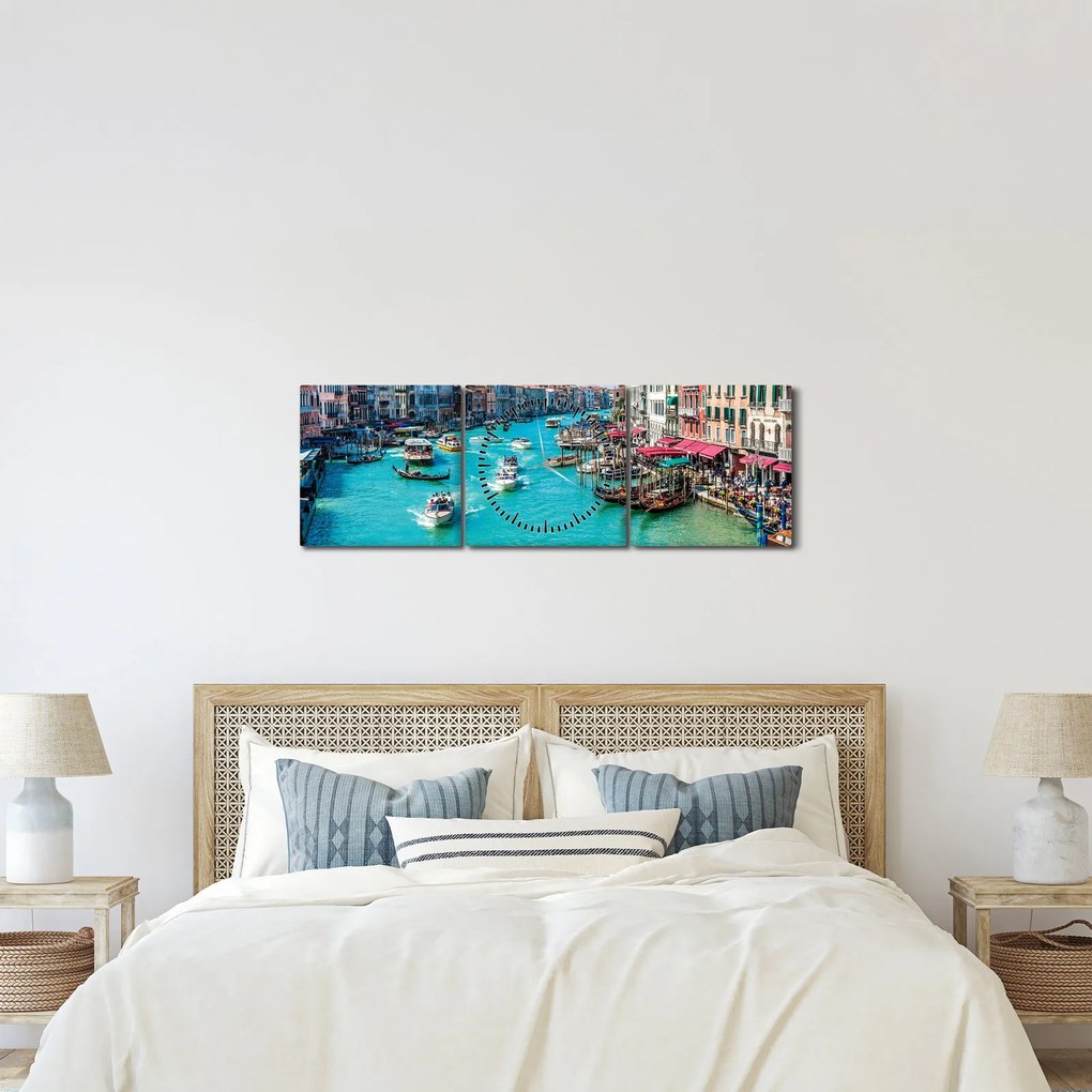 Obraz - Canal Grande, Benátky, Taliansko (s hodinami) (90x30 cm)