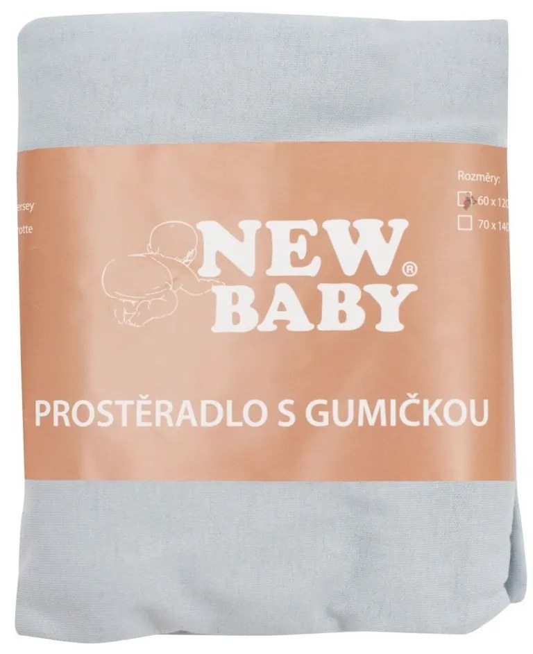Jersey prestieradlo do postieľky New Baby 120x60 sivé