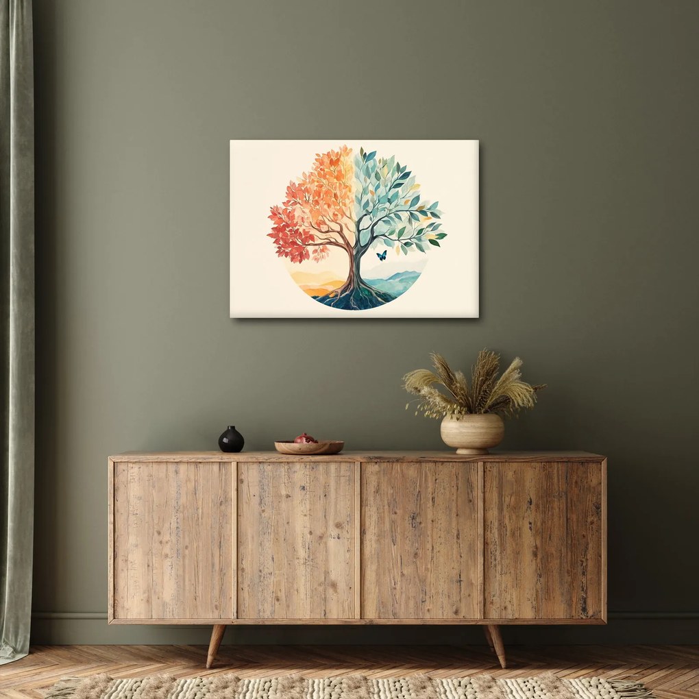 Obraz – Duálny strom s motýľom (70x50 cm)