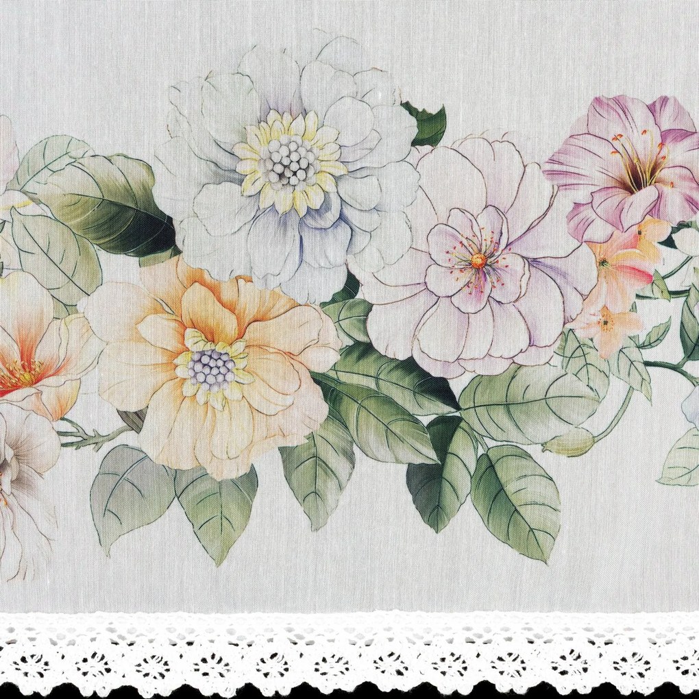 KRÁTKA ZÁCLONA NA PÁSKE FLOWERY 150X60 CM KVETY