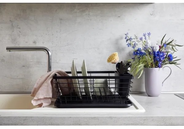 WENKO 54766100 - Odkvapávač na riad BLACK OUTDOOR KITCHEN 36x30 cm čierna/čierna