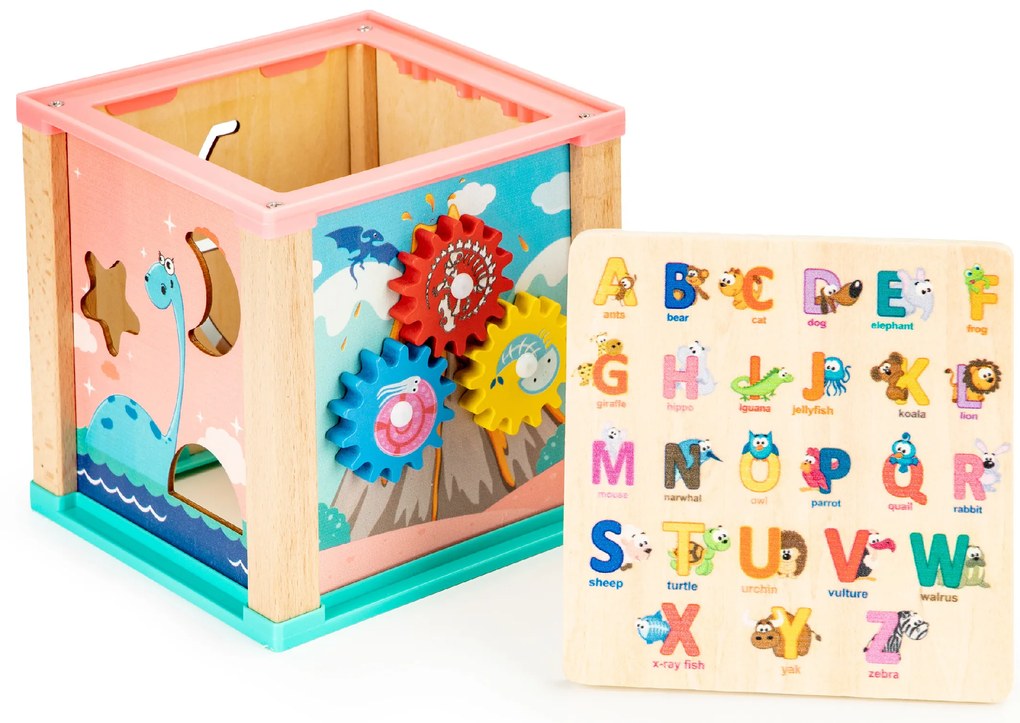 Vzdelávacia drevená kocka, triedička mula ECOTOYS