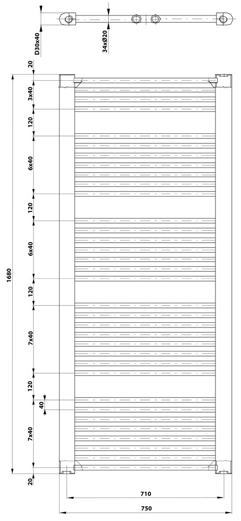 Aqualine Aqualine, DIRECT vykurovacie teleso s bočným pripojením 750x1680 mm, biela, ILR67T