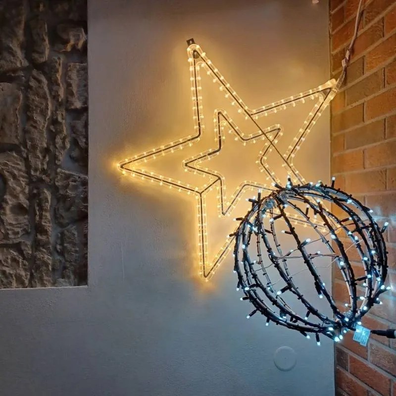 DECOLED LED světelná koule, ledově bílá, pr. 40 cm, černý kabel