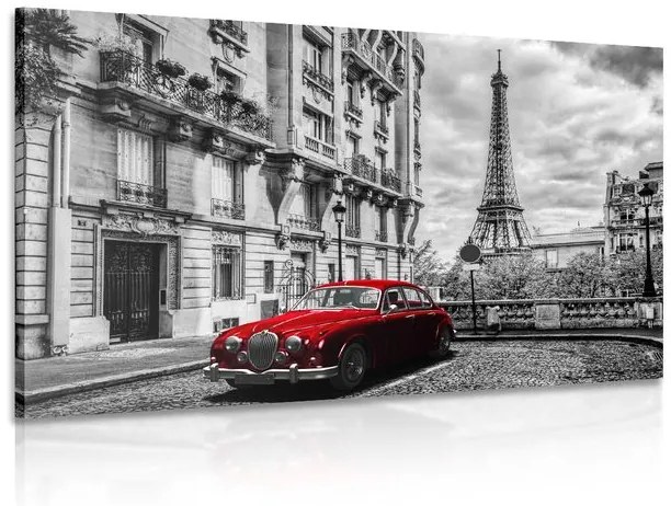 Obraz červené retro auto v Paríži Varianta: 90x60