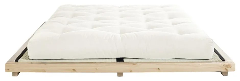 Dvojlôžková posteľ z borovicového dreva s matracom a tatami Karup Design Dock Double Latex Natural/Natural, 140 × 200 cm