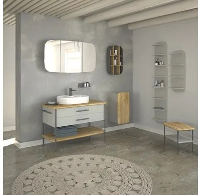 Kúpeľňová stolička Devo Oval dub/sivá OV-ST50x35-P34D01L10