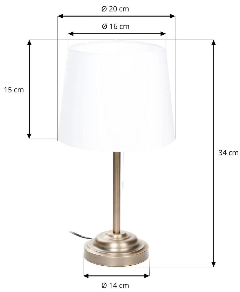 Lindby Alomira stolová lampa, 32 cm, nikel
