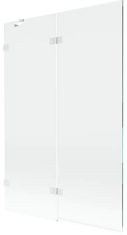 Mexen Lunar, 2-krídlová vaňová zástena ľavá 120 x 150 cm, číre sklo, biela, 897-120-100-20-00-L