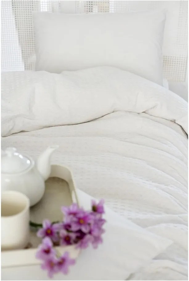 Biela bavlnená prikrývka cez posteľ na dvojlôžko Pure, 200 × 240 cm