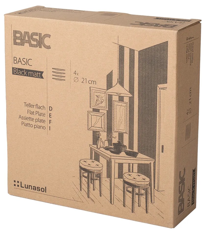 Tanier plytký 20,5 cm 4 ks — Basic čierny matný - 492782