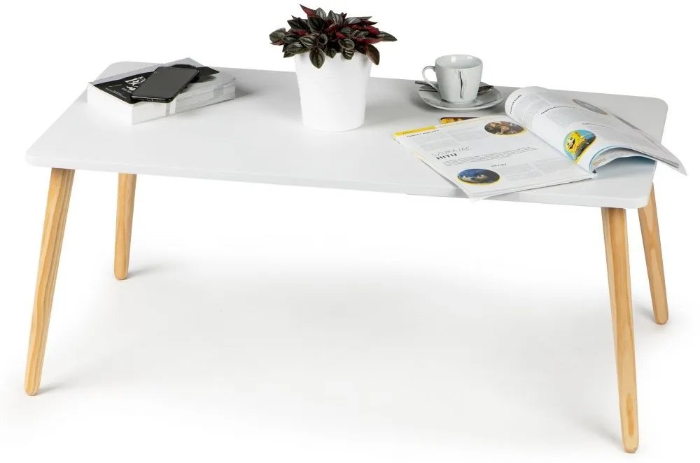 Moderný škandinávsky konferenčný stolík biely