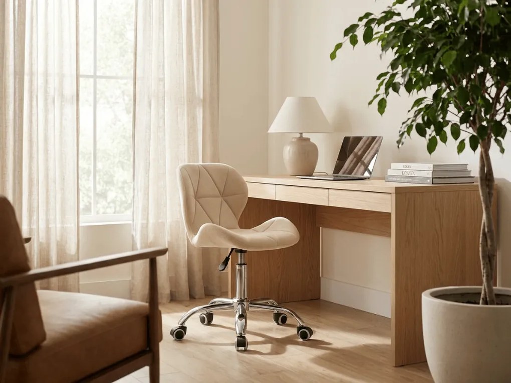 Krémové kancelárske kreslo AVOLA VELVET