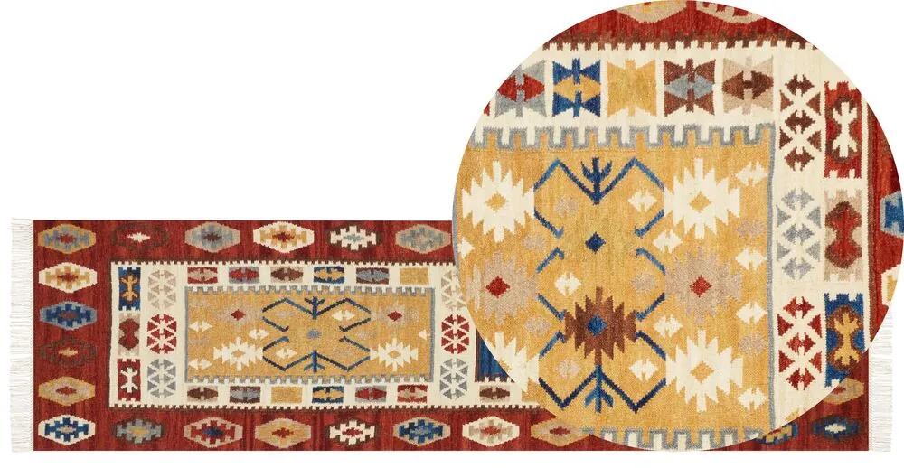 Vlnený kelímový koberec 80 x 300 cm viacfarebný VOSKEHAT Beliani