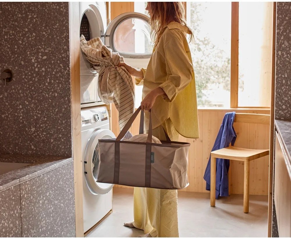 Sivý látkový skladací kôš na bielizeň 35 l Duo – Joseph Joseph