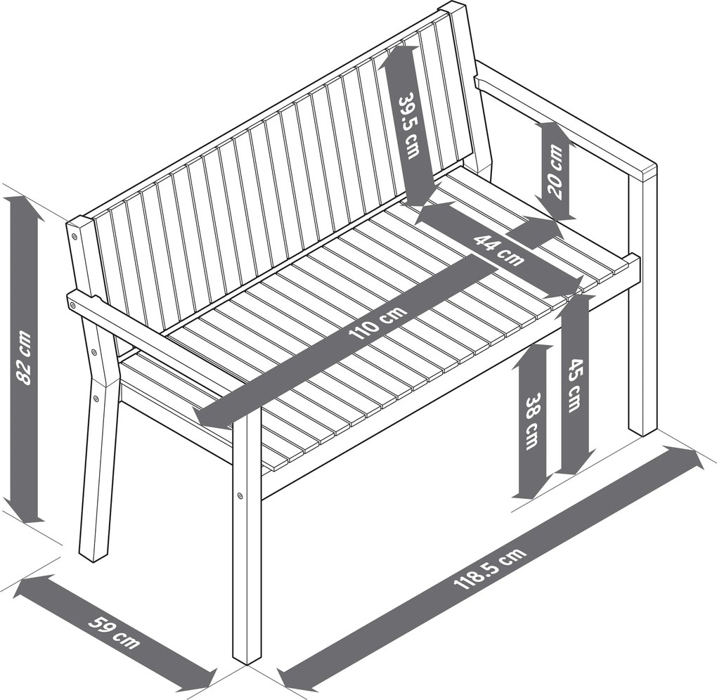 Záhradná lavička, cca 120 cm