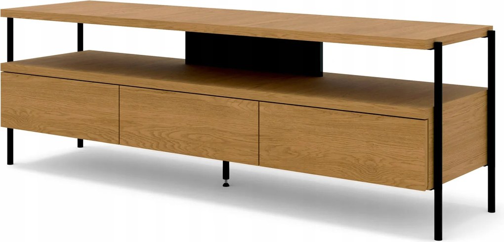 Rtv skrinka Puffin 154 cm 3S vlašský orech, lakovaná dyha, kovové nožičky