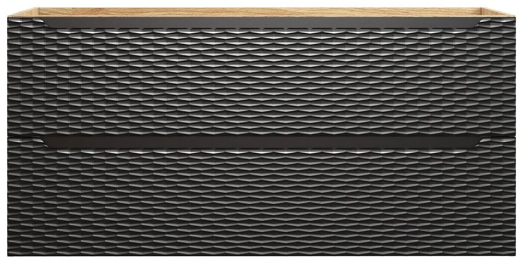 Kúpeľňová zostava Ocean s doskou, umývadlom a skrinkami 90 cm čierna/dub olejovaný