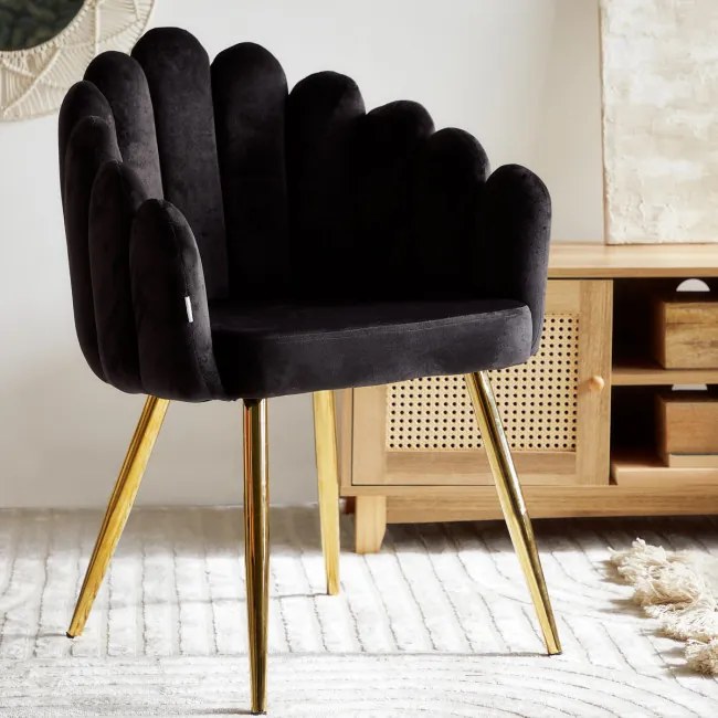 Jedálenská stolička LANA zamatová čierna ALL 850047