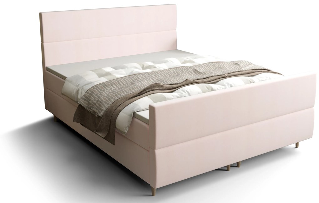 Manželská posteľ Boxspring 180 cm Flu plus (svetloružová) (s matracom a úložným priestorom). Vlastná spoľahlivá doprava až k Vám domov. 1046599