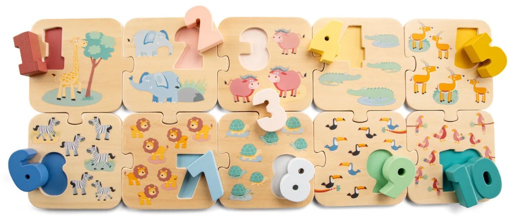 Puzzle - Učíme sa číslice - safari