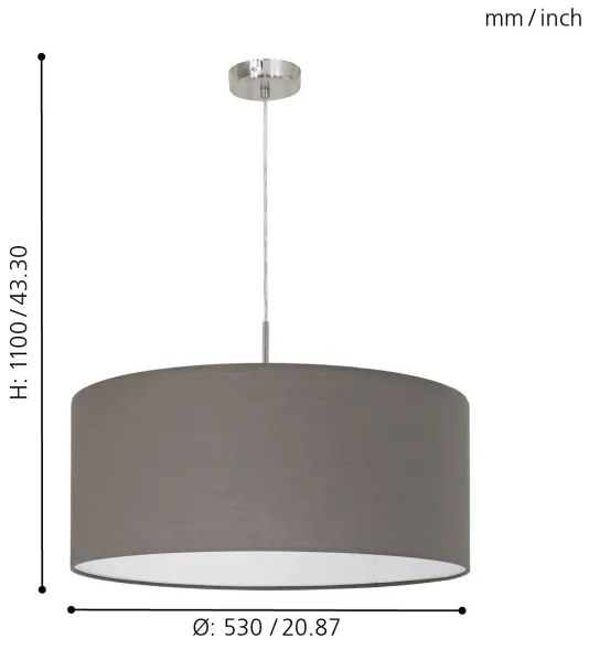 Eglo 31578 - Luster na lanku PASTERI 1xE27/60W/230V