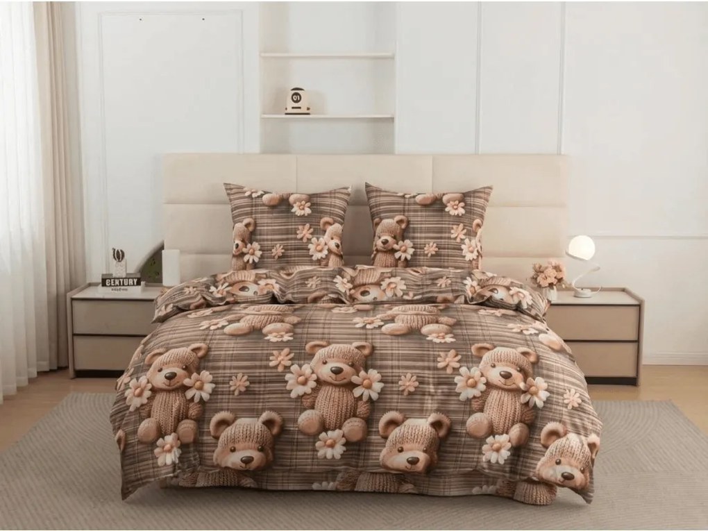 Obliečky z mikrovlákna SPRING BEAR hnedé Rozmer obliečky: 70 x 80 cm | 140 x 200 cm