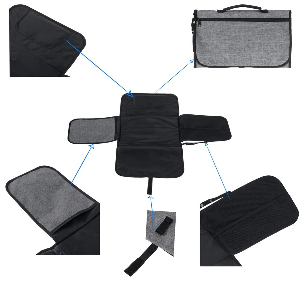 KIK Detská prebaľovacia cestovná podložka konvertibilná prebaľovacia taška sivá