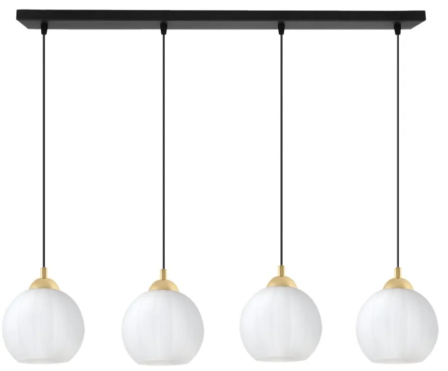 Závesné svietidlo Costa, 4x biele sklenené tienidlo, b/g