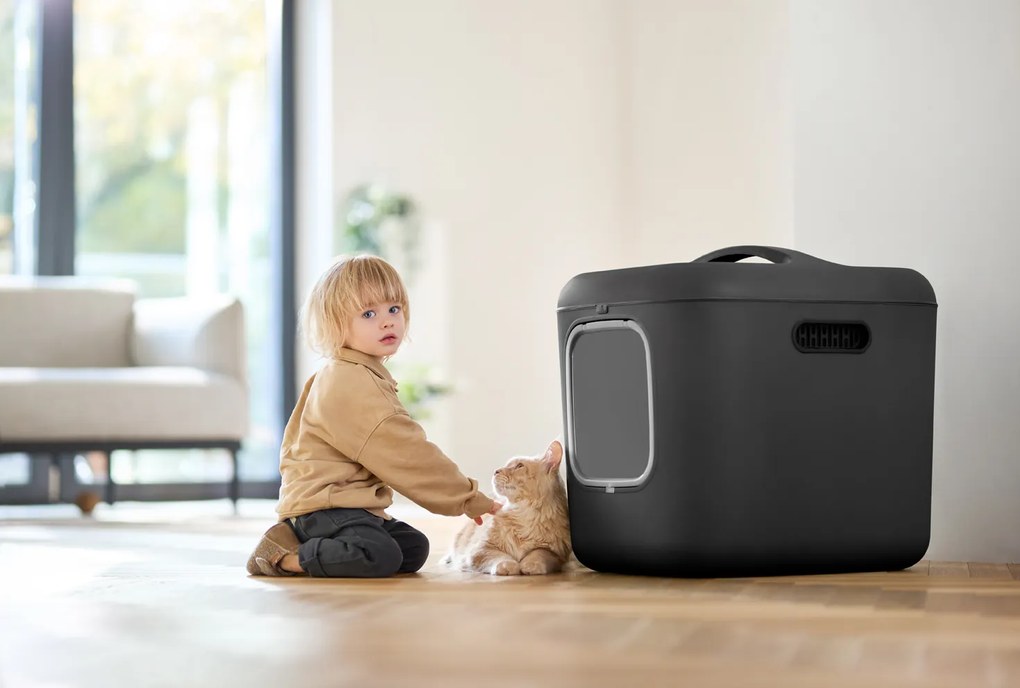 Rotho 2. kvalita - Mačacia toaleta, krytý záchod pre mačky CAT XXL - čierna