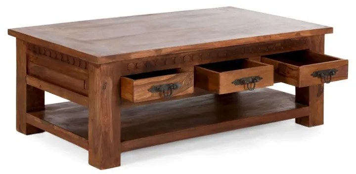 furniture-nabytek.cz - Masívny konferenčný stolík Rustic I z palisandru, lakovaný, hnedý – 120×70×45 cm