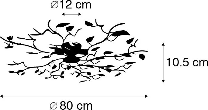 Inteligentné stropné svietidlo čierne so zlatom 80 cm 4-svetlá vrátane 4 Wifi P45 - Foglie