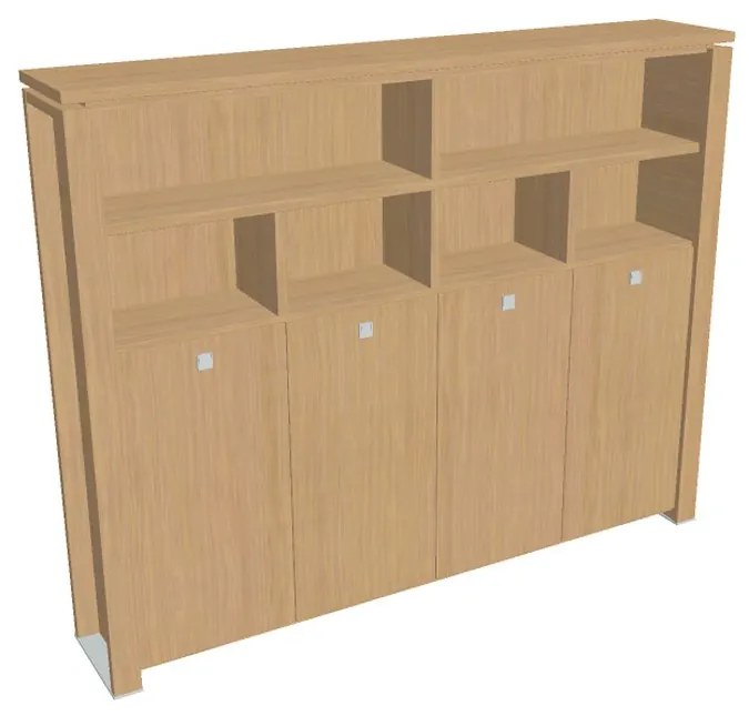 Vysoká šatníková skriňa Verno+ 260 x 46 x 210 cm, s regálom, dub svetlý