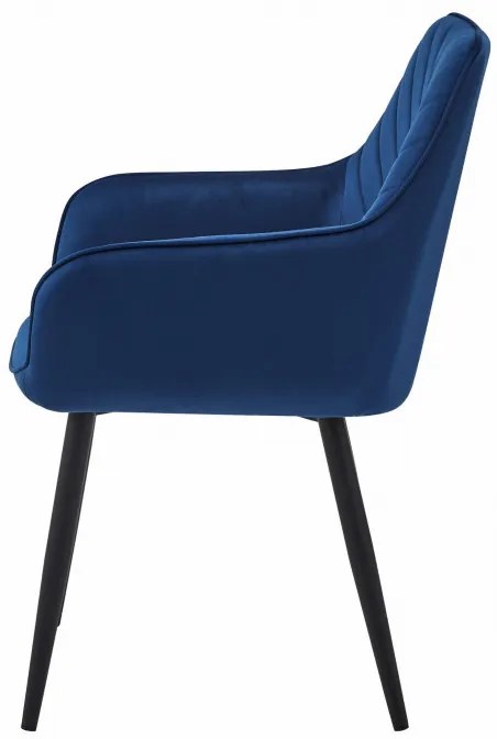 Set dvoch jedálenských stoličiek NANA zamatové, tmavomodré (čierne nohy) 2 ks