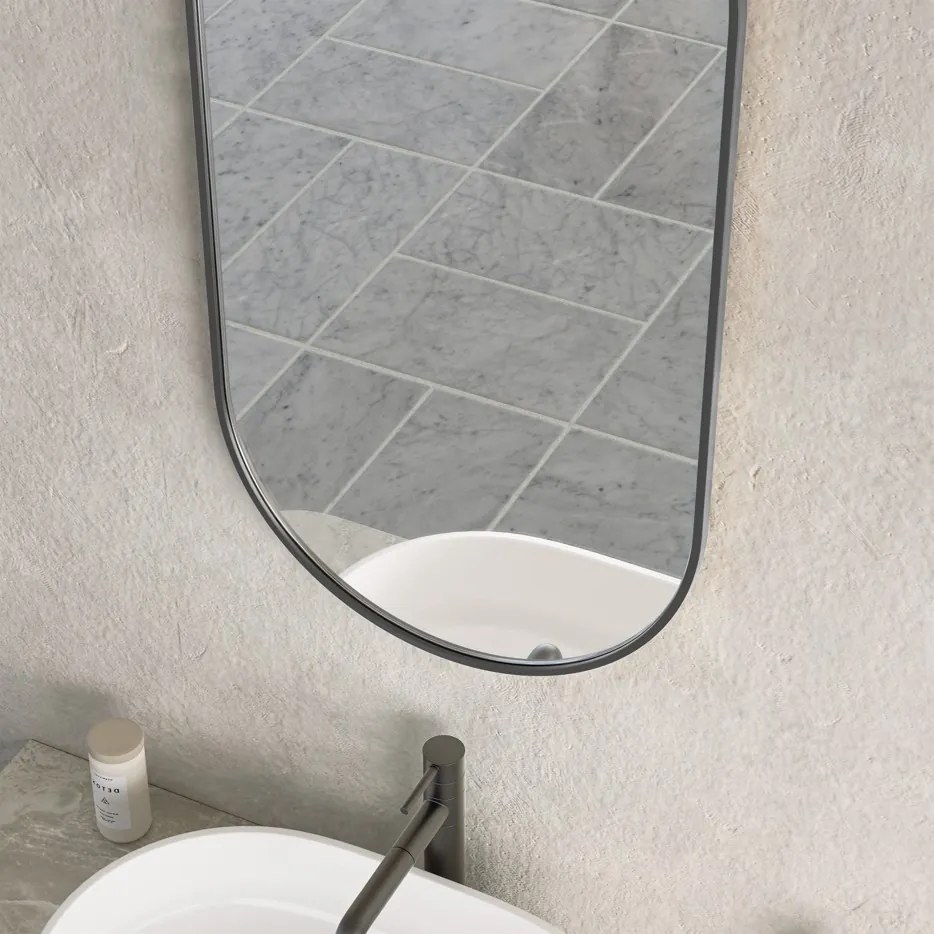 Erga Oval, oválne zrkadlo 45x90cm, čierny rám, ERG-V01-OVAL-4590-BK