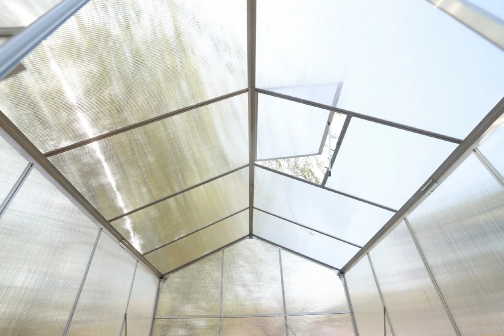 Skleník so základňou BestBerg BBGH‑806S / 4,8 m² / 252 × 190 × 194 cm / strieborná