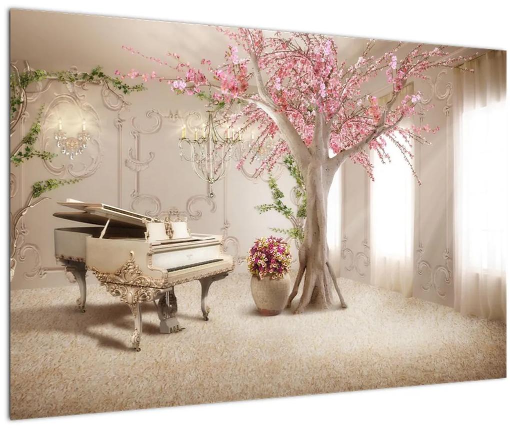 Obraz - Snový interiér s klavírom (90x60 cm)