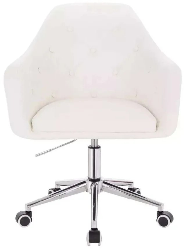LuxuryForm DESIGN Kreslo ANDORA na striebornej podstave s kolieskami - biele