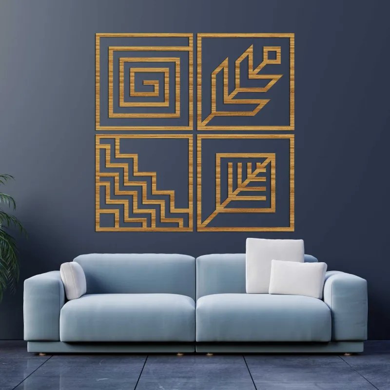Drevený Obraz na stenu 4 diely geometria | SENTOP HDF0397-A-B-C