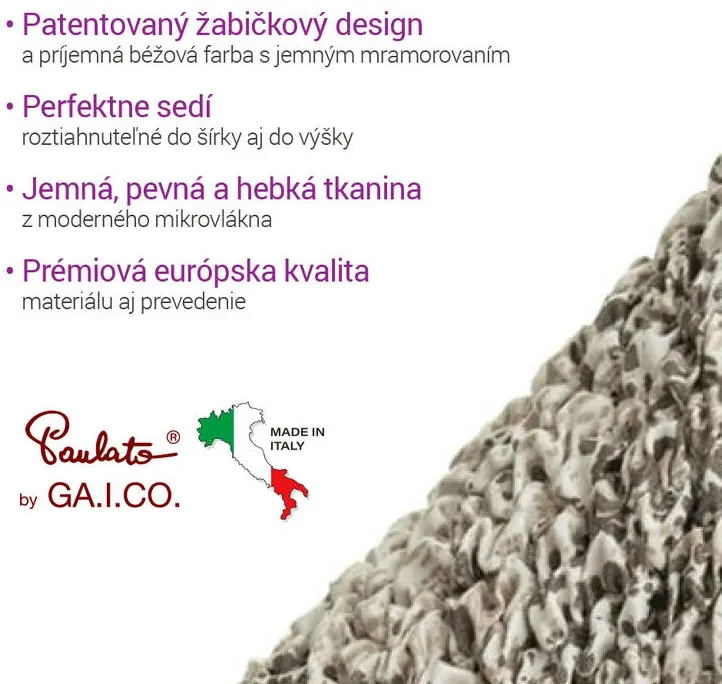 Bielastické poťahy MARMO béžové kreslo ušiak (š. 60 - 110 cm)