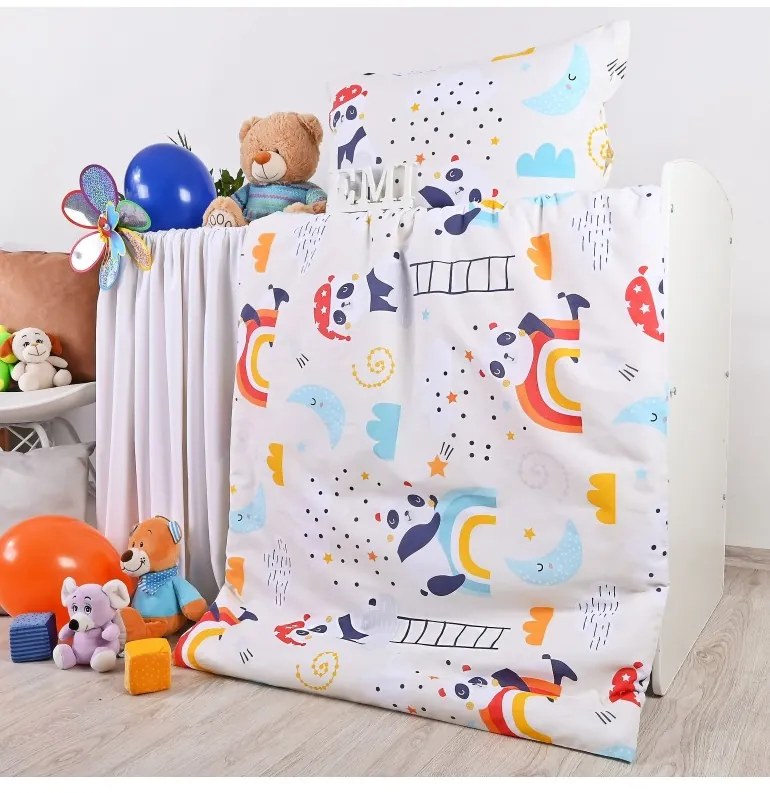 Obliečky detské Pandy biele EMI, Detský set 90x130 + 45x65