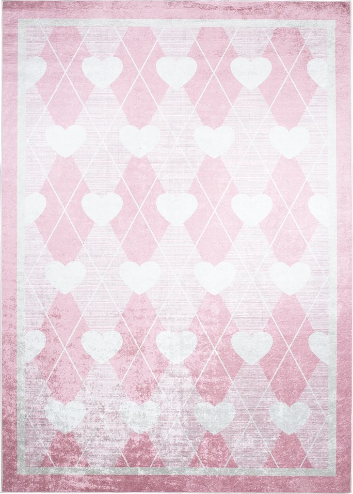 Detský koberček EMMA - Srdiečka - ružový