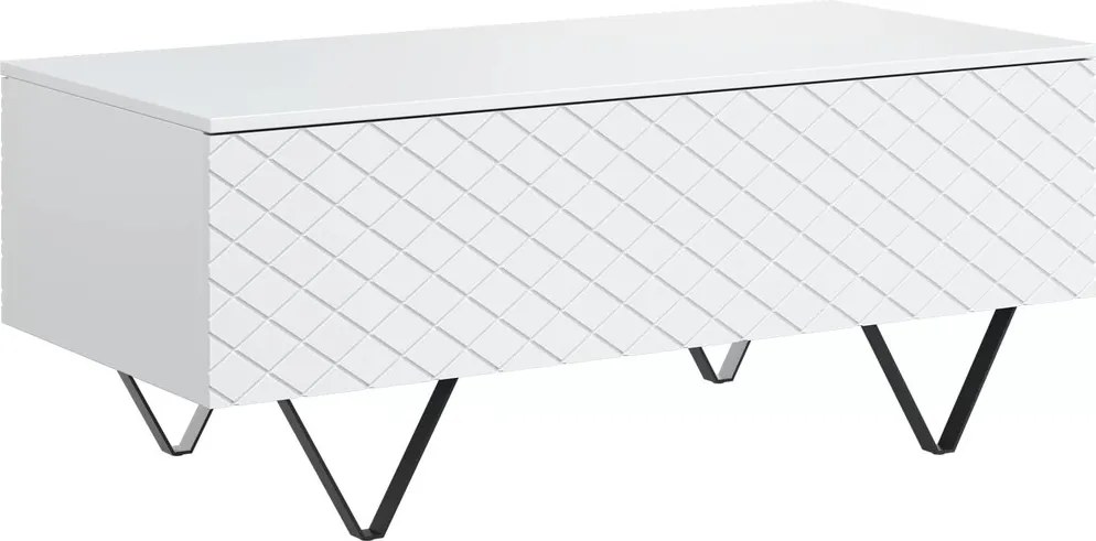 Konferenčný stolík Scalia 120x55 s úl. priestorom - biely mat / čierna - Limitovaná ponuka