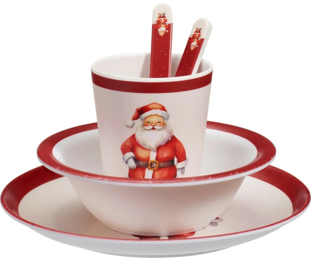 5-dielna detská jedálenská súprava z melamínu Santa