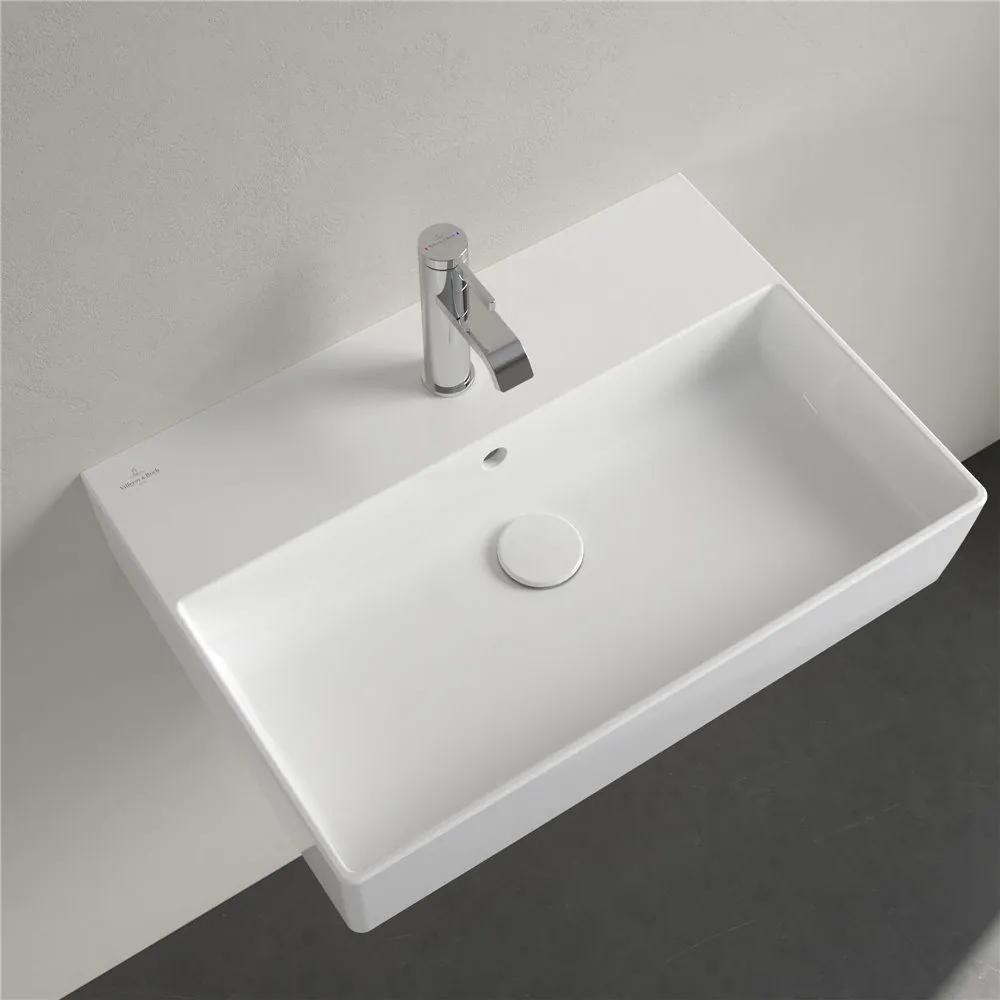VILLEROY &amp; BOCH Memento 2.0 závesné umývadlo s otvorom, s prepadom, 600 x 420 mm, biela alpská, s povrchom CeramicPlus, 4A2260R1