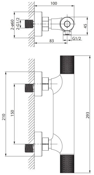 Cersanit S951-582 - Termostatická sprchová batéria ZEN čierna