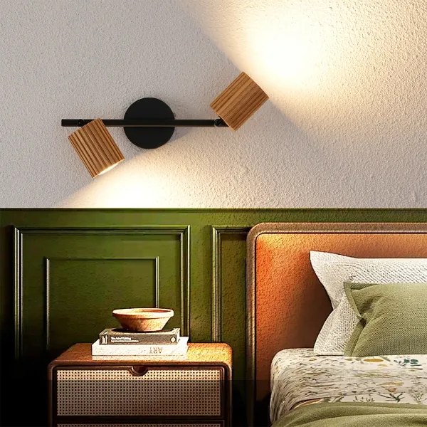 Brilagi - Bodové svietidlo MODERN WOOD 2xGU10/8W/230V kaučukovník/čierna