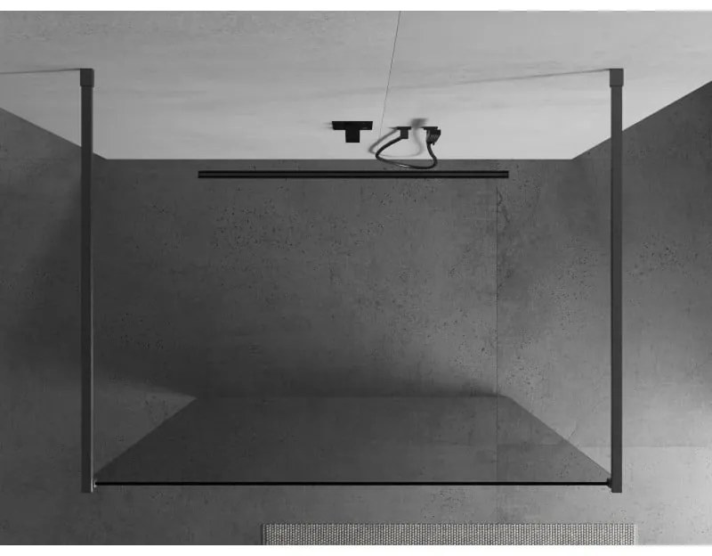 Mexen Kioto, sprchová zástena Walk-In 155 x 200 cm, 8mm číre sklo, grafitový profil, 800-155-002-65-00
