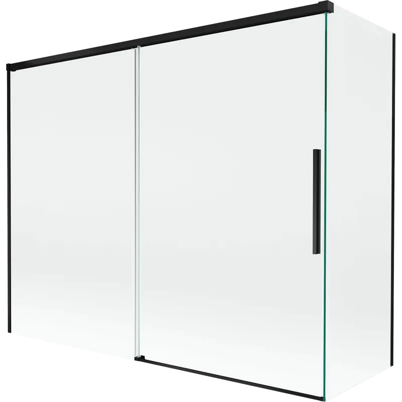 Mexen Rox, 2-krídlová posuvná vaňová zástena 190 + 90 x 150 cm, 8mm číre sklo, čierny matný profil, 8C9-190-090-70-00