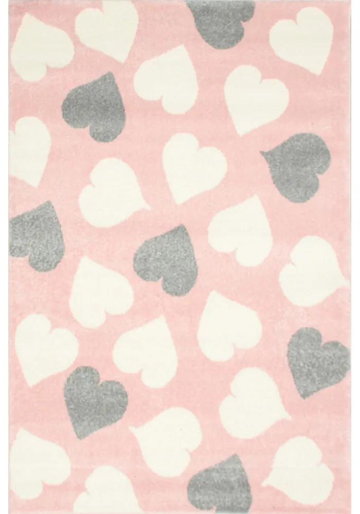 Detský kusový koberec Srdiečka ružový, Velikosti 120x170cm